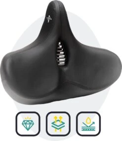 Voltano City XXXL Fietszadel Met Uitsparing – Unisex Extra Breed Fietszadel – Tegen Zadelpijn – 100% Waterdicht – Incl. Gratis Zadelstrop - Zwart -Fietsen Kortingswinkel 1039x1200 3