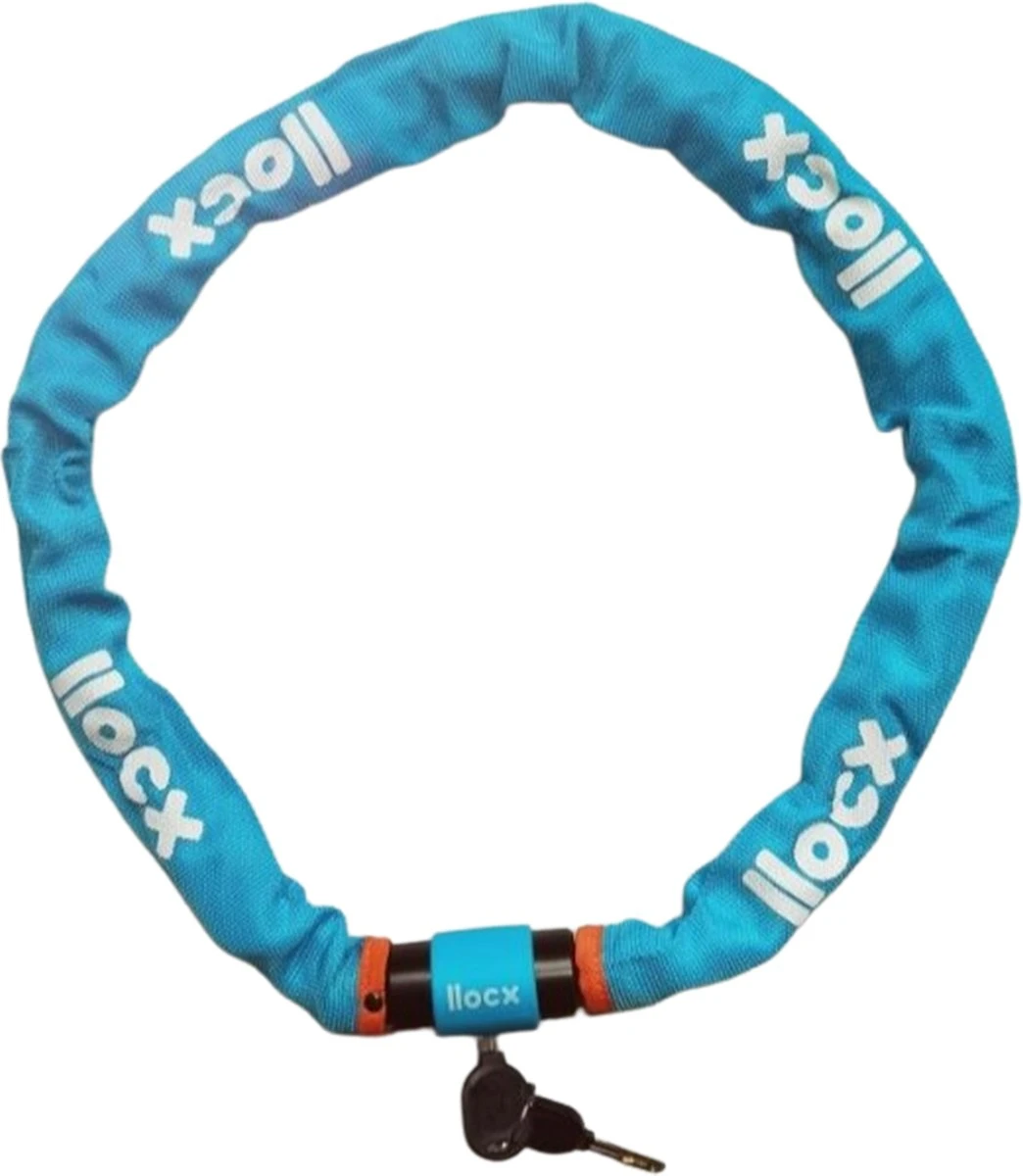 LLOCX Kettingslot Van 1 Meter + 2 Sleutels - 5mm Roestvrij Staal - 900gr. Aluminium - Krasvrij En Scheurvrij - Blauwe Sleeve - Sluiting Met Anti-Stofklep 1 LLOCX Kettingslot Van 1 Meter + 2 Sleutels - 5mm Roestvrij Staal - 900gr. Aluminium - Krasvrij En Scheurvrij - Blauwe Sleeve - Sluiting Met Anti-Stofklep
