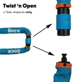 LLOCX Kettingslot Van 1 Meter + 2 Sleutels - 5mm Roestvrij Staal - 900gr. Aluminium - Krasvrij En Scheurvrij - Blauwe Sleeve - Sluiting Met Anti-Stofklep 7 LLOCX Kettingslot Van 1 Meter + 2 Sleutels - 5mm Roestvrij Staal - 900gr. Aluminium - Krasvrij En Scheurvrij - Blauwe Sleeve - Sluiting Met Anti-Stofklep -Fietsen Kortingswinkel 1049x1200