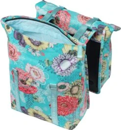 Basil Bloom Field Dubbele Fietstas - 28-35 Liter - Blauw -Fietsen Kortingswinkel 1116x1200