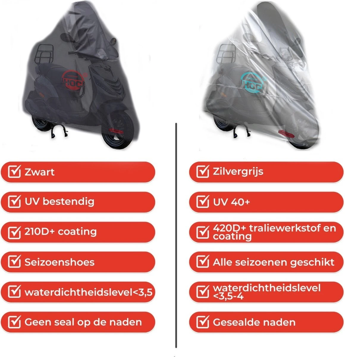Piaggio Zip Met Scherm COVER UP HOC Scooterhoes Stofvrij / Ademend / Waterdicht Red Label 7 Piaggio Zip Met Scherm COVER UP HOC Scooterhoes Stofvrij / Ademend / Waterdicht Red Label - Afbeelding 7