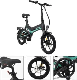 Merkloos Hitway 14F005 Elektrische Fiets E-bike | Opvouwbaar | 250W Motor | 7.5Ah | 16" | Zwart / Groen -Fietsen Kortingswinkel 1164x1200 3
