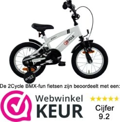 2Cycle BMX-Fun Kinderfiets - 14 Inch - Wit - Jongensfiets -Fietsen Kortingswinkel 1182x1200 2