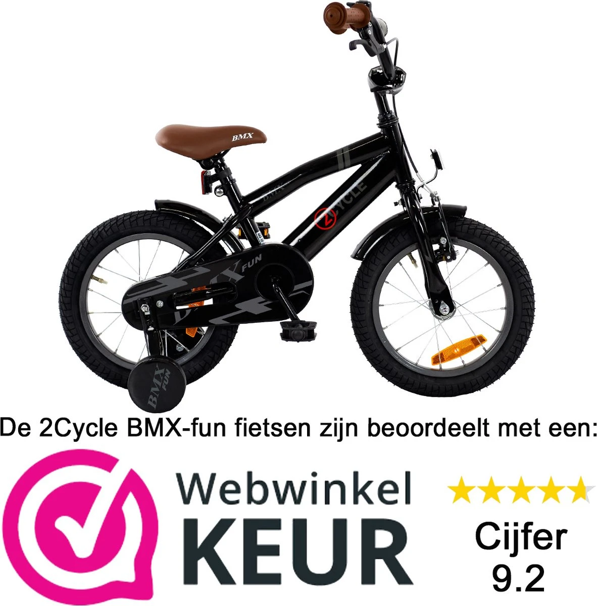 2Cycle BMX-Fun Kinderfiets - 14 Inch - Zwart - Jongensfiets 2 2Cycle BMX-Fun Kinderfiets - 14 Inch - Zwart - Jongensfiets - Afbeelding 2