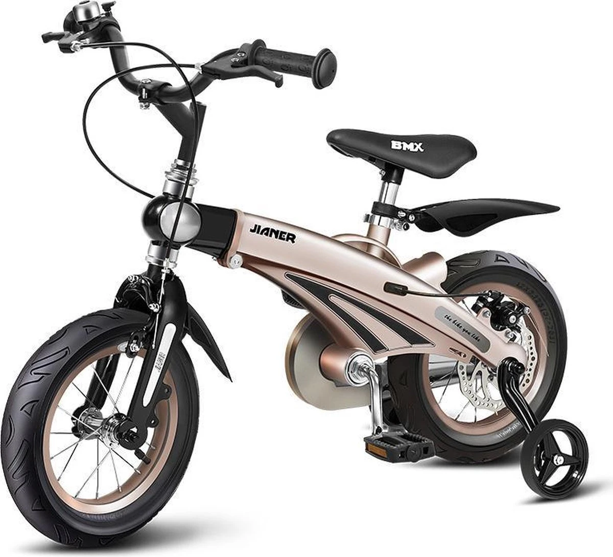 Merkloos Kinderfiets Metallic Taupe Goud Met Zijwieltjes 16 Inch | Handremmen | Jongens | Meisje | Cadeau | Sinterklaas | Kerst | Verjaardag | Peuter | Kleuter | Driewieler | Gepersonaliseerd 2 Merkloos Kinderfiets Metallic Taupe Goud Met Zijwieltjes 16 Inch | Handremmen | Jongens | Meisje | Cadeau | Sinterklaas | Kerst | Verjaardag | Peuter | Kleuter | Driewieler | Gepersonaliseerd - Afbeelding 2