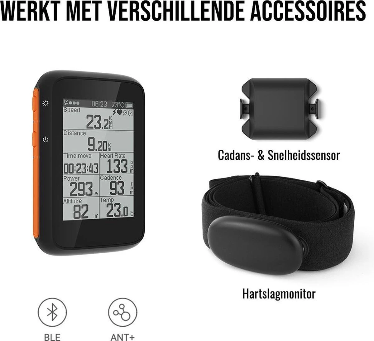 LHP BC200 Fietscomputer Draadloos 3-in-1 Bundel - Hartslagmeter Borstband - Cadanssensor - Kilometerteller GPS - 80+ Functies - 2.4 Inch LCD Scherm - Bluetooth & ANT+ 5 LHP BC200 Fietscomputer Draadloos 3-in-1 Bundel - Hartslagmeter Borstband - Cadanssensor - Kilometerteller GPS - 80+ Functies - 2.4 Inch LCD Scherm - Bluetooth & ANT+ - Afbeelding 5