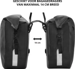 Dutch Mountains Dubbele Fietstas 46 Ltr | 100% Waterdichte Fietstas | Rolltop Sluiting | Reflectoren | Zwart -Fietsen Kortingswinkel 1200x1111 1