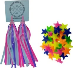 Entergoods® Fietsversiering Kinderfiets- Stuurslingers En Spaakkralen - Combi/Set - Fietsversiering Kinderen - Prinsessen Streamers Stuur + Spaakkralen Ster