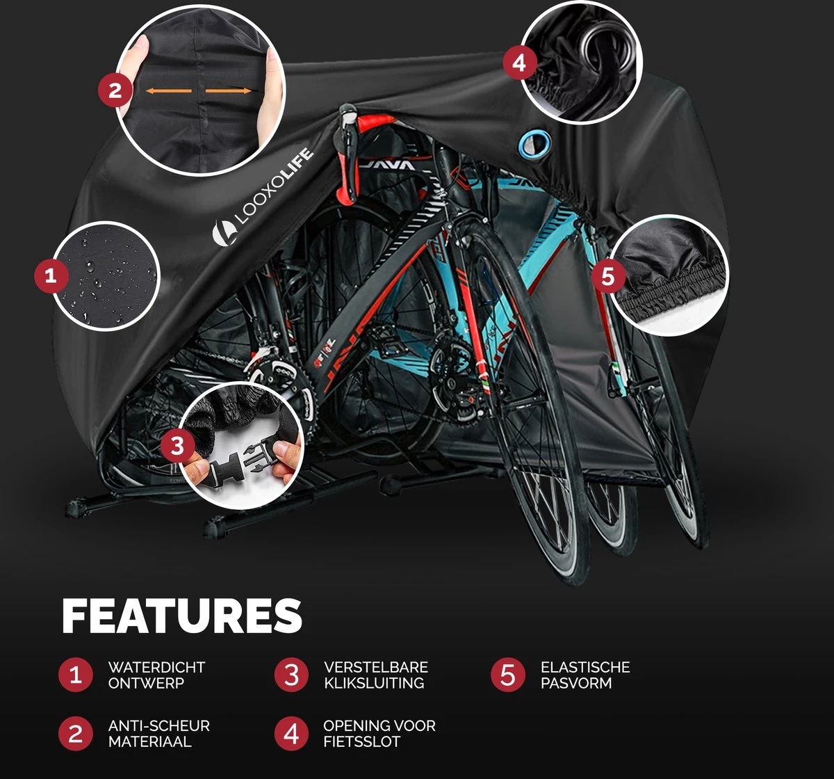 Fietshoes Waterdicht - Voor 2 Fietsen Of 3 Fietsen - Fietshoes 3XL - Extreem Sterk & Dik - PU Coating - Dichtgelaste Stiksels 4 Fietshoes Waterdicht - Voor 2 Fietsen Of 3 Fietsen - Fietshoes 3XL - Extreem Sterk & Dik - PU Coating - Dichtgelaste Stiksels - Afbeelding 4