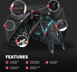 Merkloos Fietshoes - Voor 1 Fiets Of 2 Fietsen - Waterdicht - XXL - Ultra Sterk & Dik - Premium PU Coating - Met Opberghoes -Fietsen Kortingswinkel 1200x1120 8