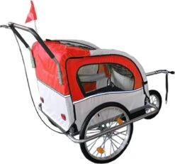 Fietskar Kind - Fietsaanhanger - Met Schokbreker - Rood -Fietsen Kortingswinkel 1200x1121 6