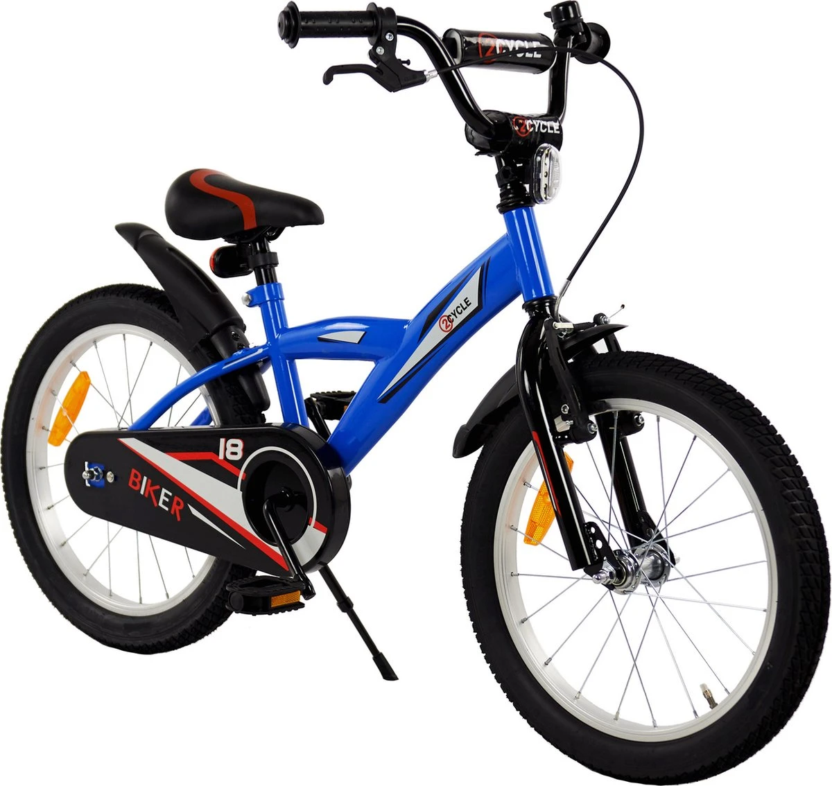 2Cycle Biker Kinderfiets - 18 Inch - Blauw - Jongensfiets 1 2Cycle Biker Kinderfiets - 18 Inch - Blauw - Jongensfiets