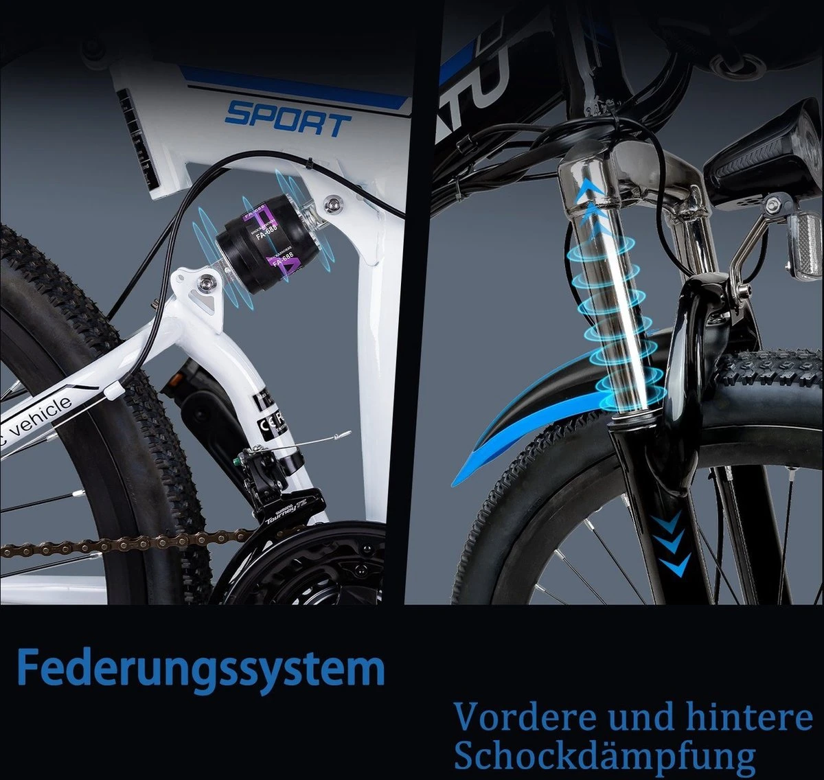 Myatu E-Bike 26-inch E-bike Voor Vrouwen En Mannen, Mountainbike Elektrische Fiets Met 36V 10.4AH Accu En Shimano 21 Versnellingen, 21 Versnellingen, Derailleur, 250 W-Zwart En Blauw 2 Myatu E-Bike 26-inch E-bike Voor Vrouwen En Mannen, Mountainbike Elektrische Fiets Met 36V 10.4AH Accu En Shimano 21 Versnellingen, 21 Versnellingen, Derailleur, 250 W-Zwart En Blauw - Afbeelding 2