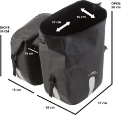Dutch Mountains Dubbele Fietstas 46 Ltr | 100% Waterdichte Fietstas | Rolltop Sluiting | Reflectoren | Zwart -Fietsen Kortingswinkel 1200x1139 3