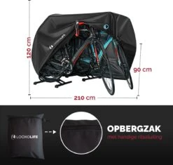 Merkloos Fietshoes - Voor 1 Fiets Of 2 Fietsen - Waterdicht - XXL - Ultra Sterk & Dik - Premium PU Coating - Met Opberghoes -Fietsen Kortingswinkel 1200x1141 8