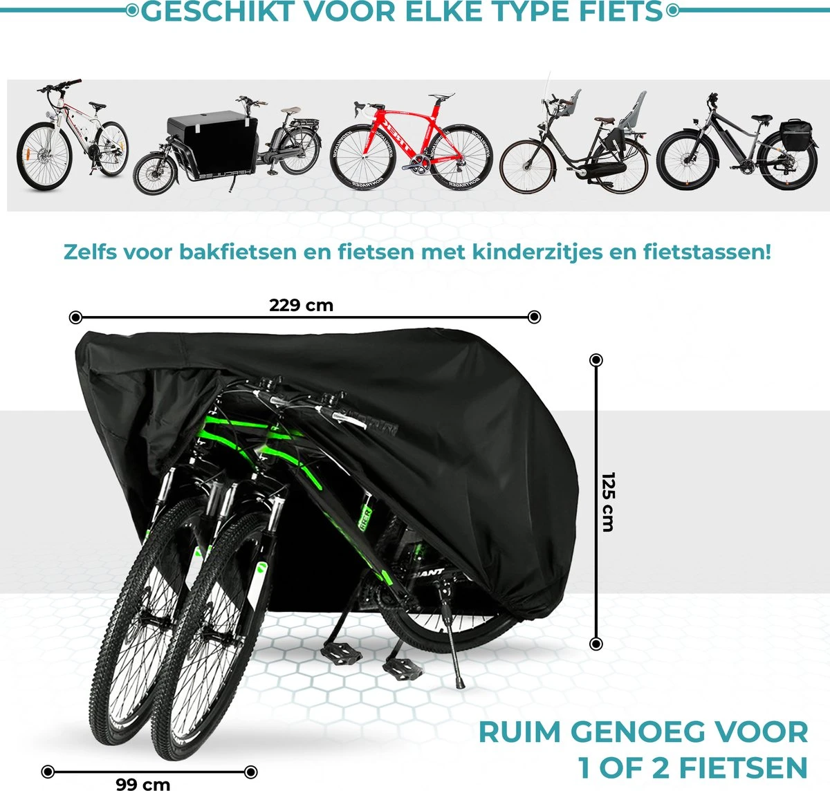 Aomni Universele Fietshoes - Voor 1 Fiets Of 2 Fietsen - Waterdicht En Ultra Sterk - Incl. Opbergzak 7 Aomni Universele Fietshoes - Voor 1 Fiets Of 2 Fietsen - Waterdicht En Ultra Sterk - Incl. Opbergzak - Afbeelding 7