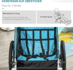 HOMCOM 3-in-1 Kinderaanhanger Jogger Fietskar Voor 2 Kinderen Aluminium 440-018 -Fietsen Kortingswinkel 1200x1145 4