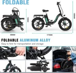 Hitway BK6 Elektrische Fiets | Opvouwbare E-bike | 20 Inch Fat Tire | 350W Motor | 10Ah | Zwart/Groen -Fietsen Kortingswinkel 1200x1147 3