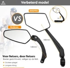 BikePro Verstelbare Fietsspiegel Set Incl. Reflectoren - Links & Rechts - Achteruitkijkspiegel Fiets - Geschikt Voor E Bike, Fiets, Motor, Step -Fietsen Kortingswinkel 1200x1153 14