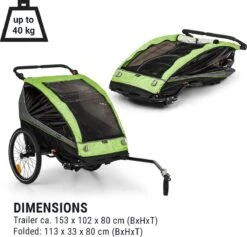 Klarfit Kiddy King Fietskar Voor Kinderen - Fietsaanhanger Voor 1 Tot 2 Kinderen Vanaf 12 Maanden - Joggerbuggy - Met Gaas En Regehoes - Inclusief Opbergruimte -Fietsen Kortingswinkel 1200x1153 9