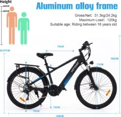 Hitway Elektrische Fiets Off-Road | Electric Mountain Bike | E-bike | 250W Motor | 26 Inch | Zwart -Fietsen Kortingswinkel 1200x1155 7