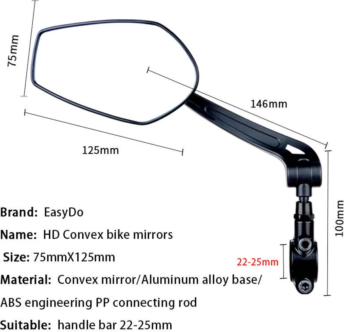 EasyDo Fietsspiegel Ebike Incl Grote Kijkhoek - Achteruitkijkspiegel - Links - 360º Verstelbaar - Multifunctioneel - Incl Inbussleutel 10 EasyDo Fietsspiegel Ebike Incl Grote Kijkhoek - Achteruitkijkspiegel - Links - 360º Verstelbaar - Multifunctioneel - Incl Inbussleutel - Afbeelding 10