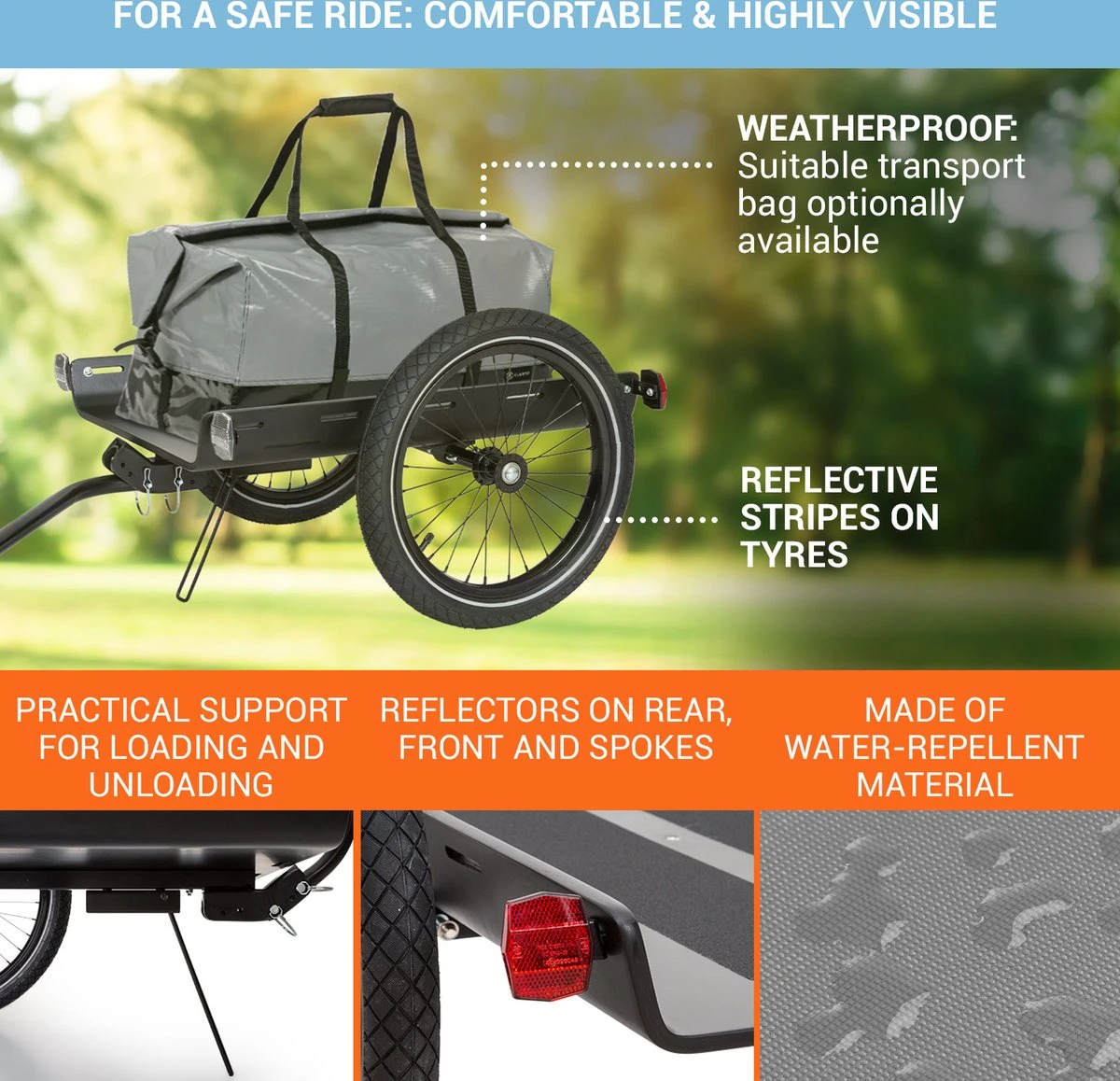 Cargo Bull Travel Aanhangwagen 40kg Fietsaanhanger Zwart/hout 3 Cargo Bull Travel Aanhangwagen 40kg Fietsaanhanger Zwart/hout - Afbeelding 3