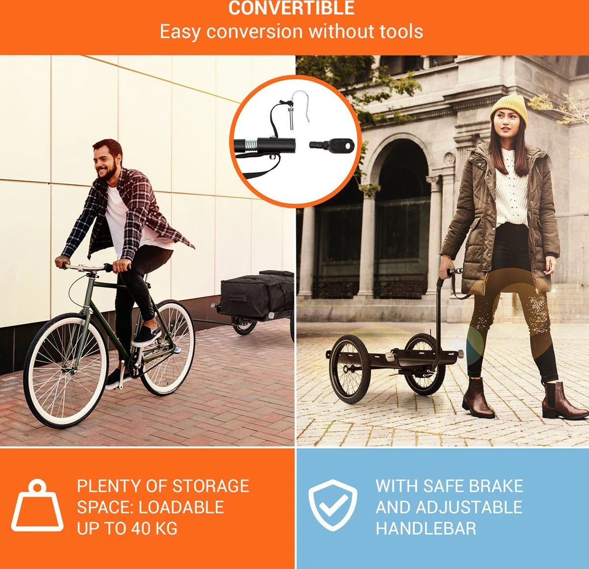 Cargo Bull Travel Aanhangwagen 40kg Fietsaanhanger Zwart/hout 4 Cargo Bull Travel Aanhangwagen 40kg Fietsaanhanger Zwart/hout - Afbeelding 4