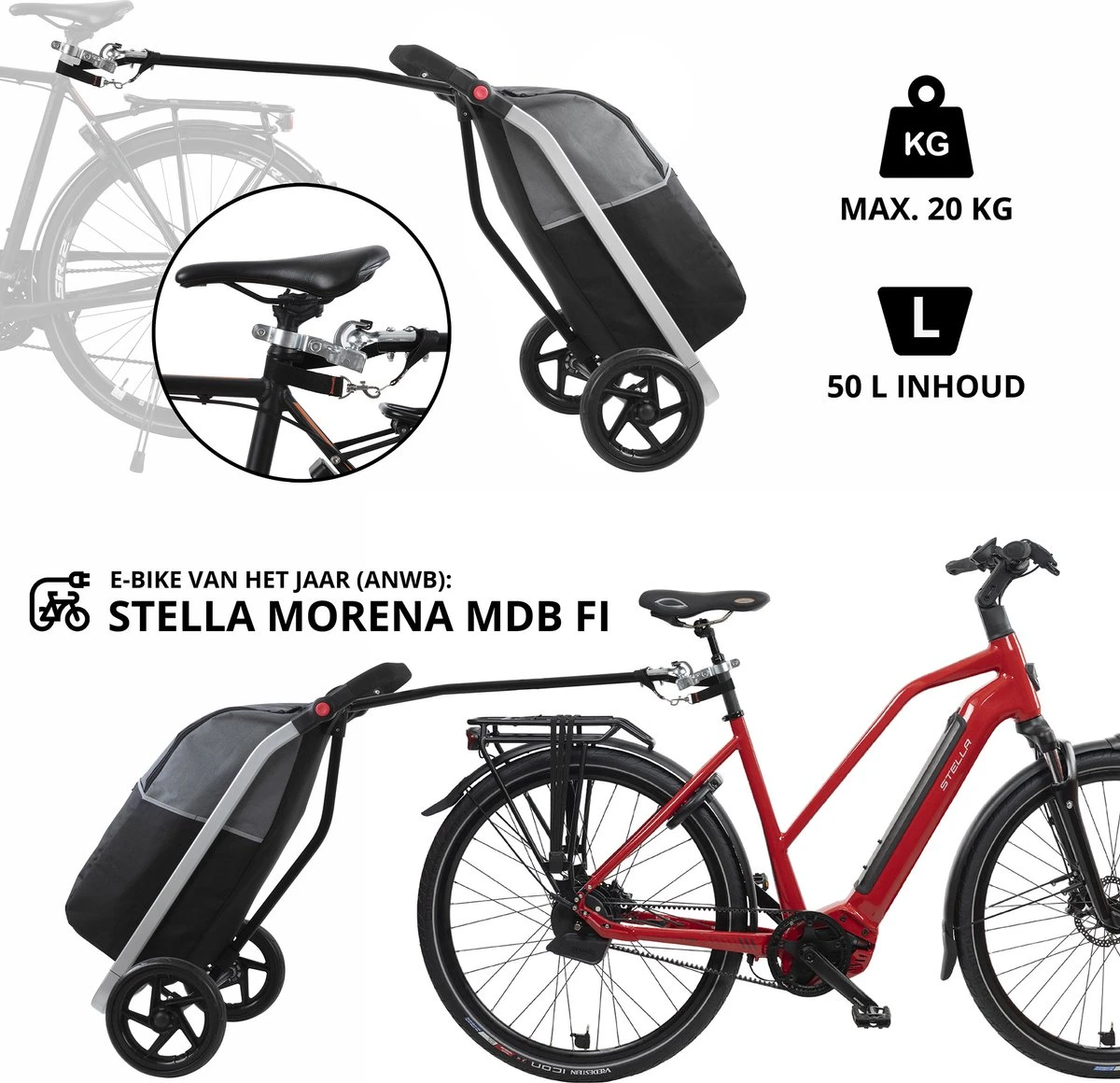 Shoppingcruiser 2 In 1 Boodschappentrolley Voor Achter De Fiets - Fietskar - Robuuste Boodschappenwagen - Allround Bagagekar 7 Shoppingcruiser 2 In 1 Boodschappentrolley Voor Achter De Fiets - Fietskar - Robuuste Boodschappenwagen - Allround Bagagekar - Afbeelding 7
