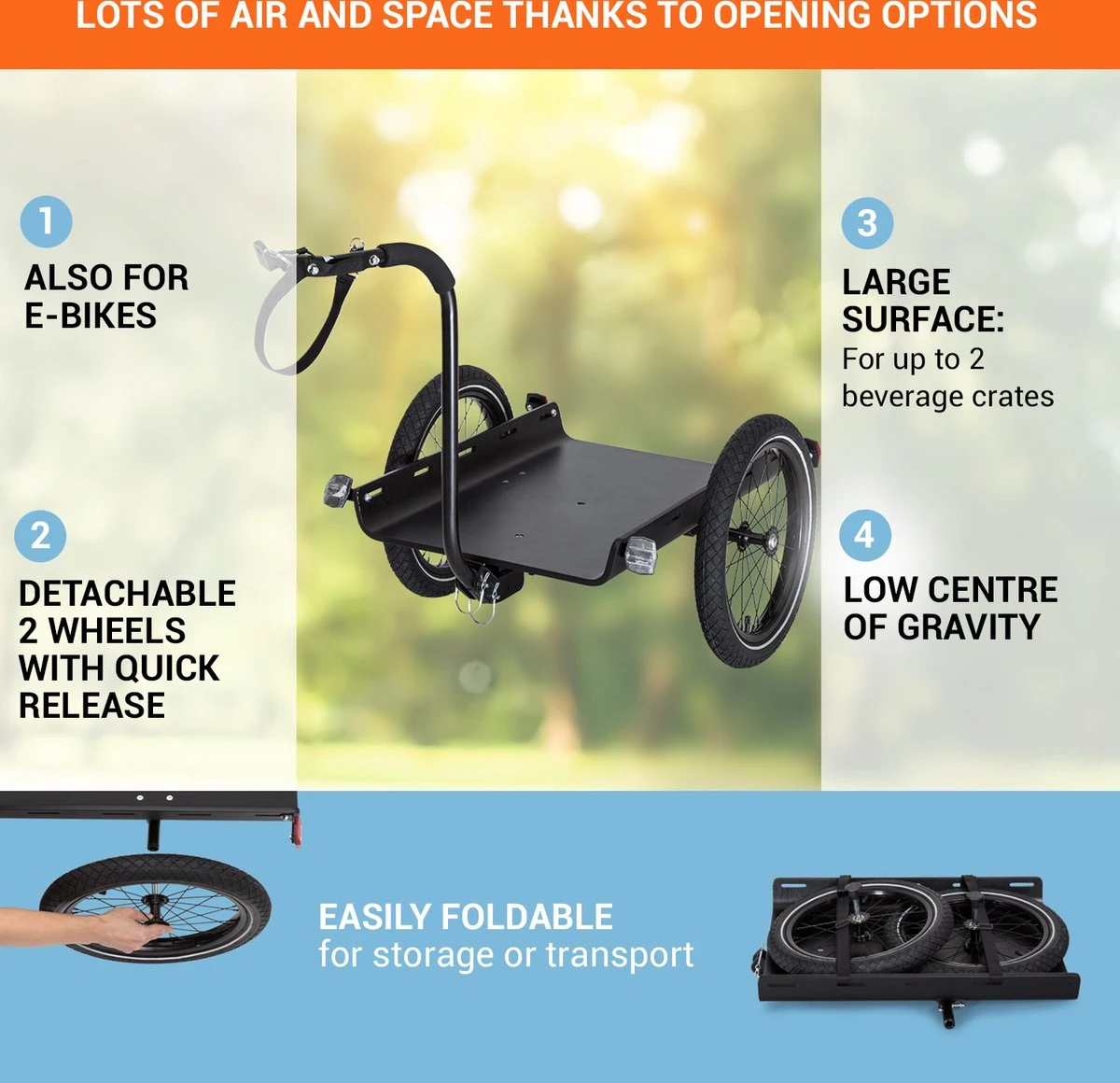 Cargo Bull Travel Aanhangwagen 40kg Fietsaanhanger Zwart/hout 5 Cargo Bull Travel Aanhangwagen 40kg Fietsaanhanger Zwart/hout - Afbeelding 5