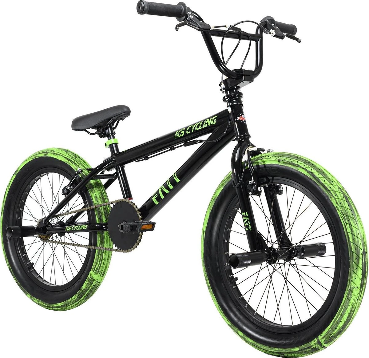 Ks Cycling Fiets BMX Freestyle 20'' Fatt Zwart-groen - 25 Cm 1 Ks Cycling Fiets BMX Freestyle 20'' Fatt Zwart-groen - 25 Cm