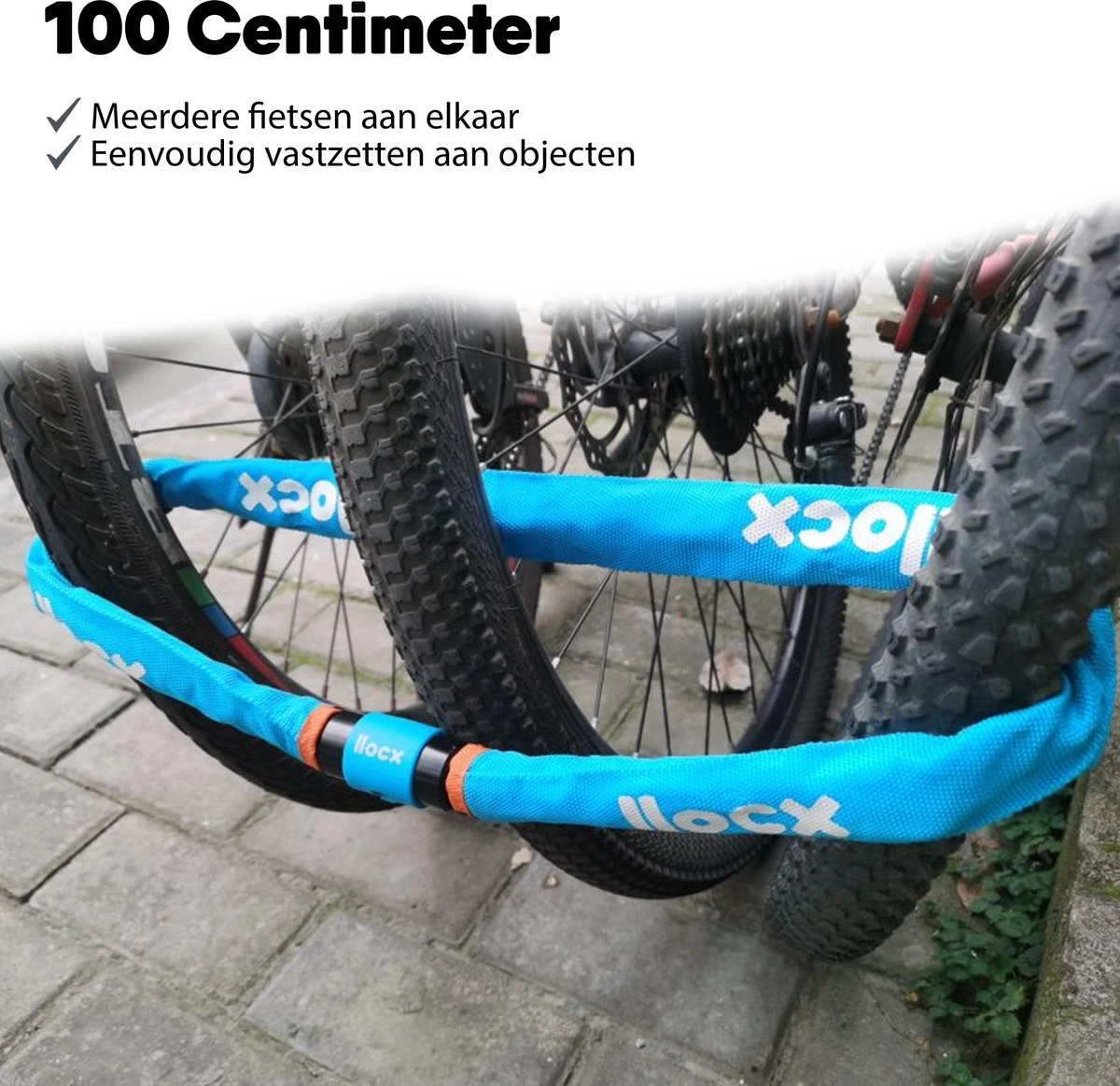 LLOCX Kettingslot Van 1 Meter + 2 Sleutels - 5mm Roestvrij Staal - 900gr. Aluminium - Krasvrij En Scheurvrij - Blauwe Sleeve - Sluiting Met Anti-Stofklep 4 LLOCX Kettingslot Van 1 Meter + 2 Sleutels - 5mm Roestvrij Staal - 900gr. Aluminium - Krasvrij En Scheurvrij - Blauwe Sleeve - Sluiting Met Anti-Stofklep - Afbeelding 4