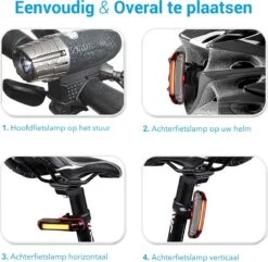 TIGIOO Fietslamp - Fietslampjes Set Koplamp - Fietslamp Voorlicht & Achterlicht USB Oplaadbaar -Fietsen Kortingswinkel 1200x1170 2