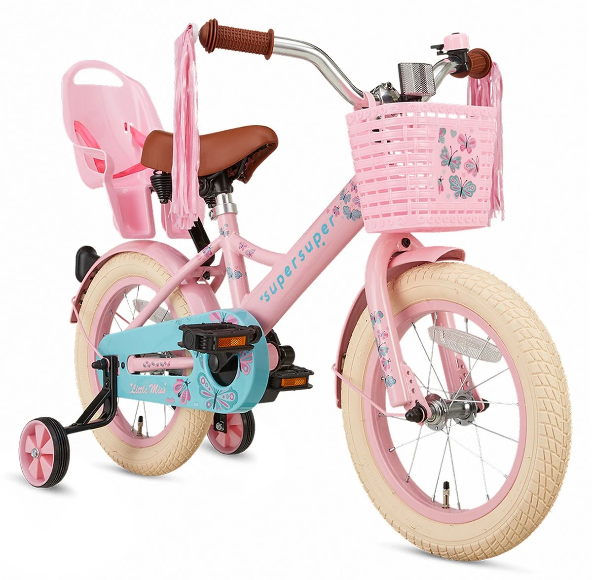 Supersuper Little Miss - Kinderfiets - Meisjesfiets - 14 Inch - Roze 2 Supersuper Little Miss - Kinderfiets - Meisjesfiets - 14 Inch - Roze - Afbeelding 2