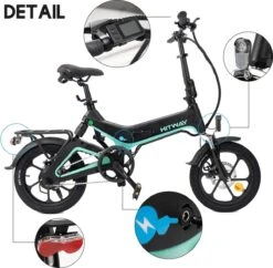 Merkloos Hitway 14F005 Elektrische Fiets E-bike | Opvouwbaar | 250W Motor | 7.5Ah | 16" | Zwart / Groen -Fietsen Kortingswinkel 1200x1178 9