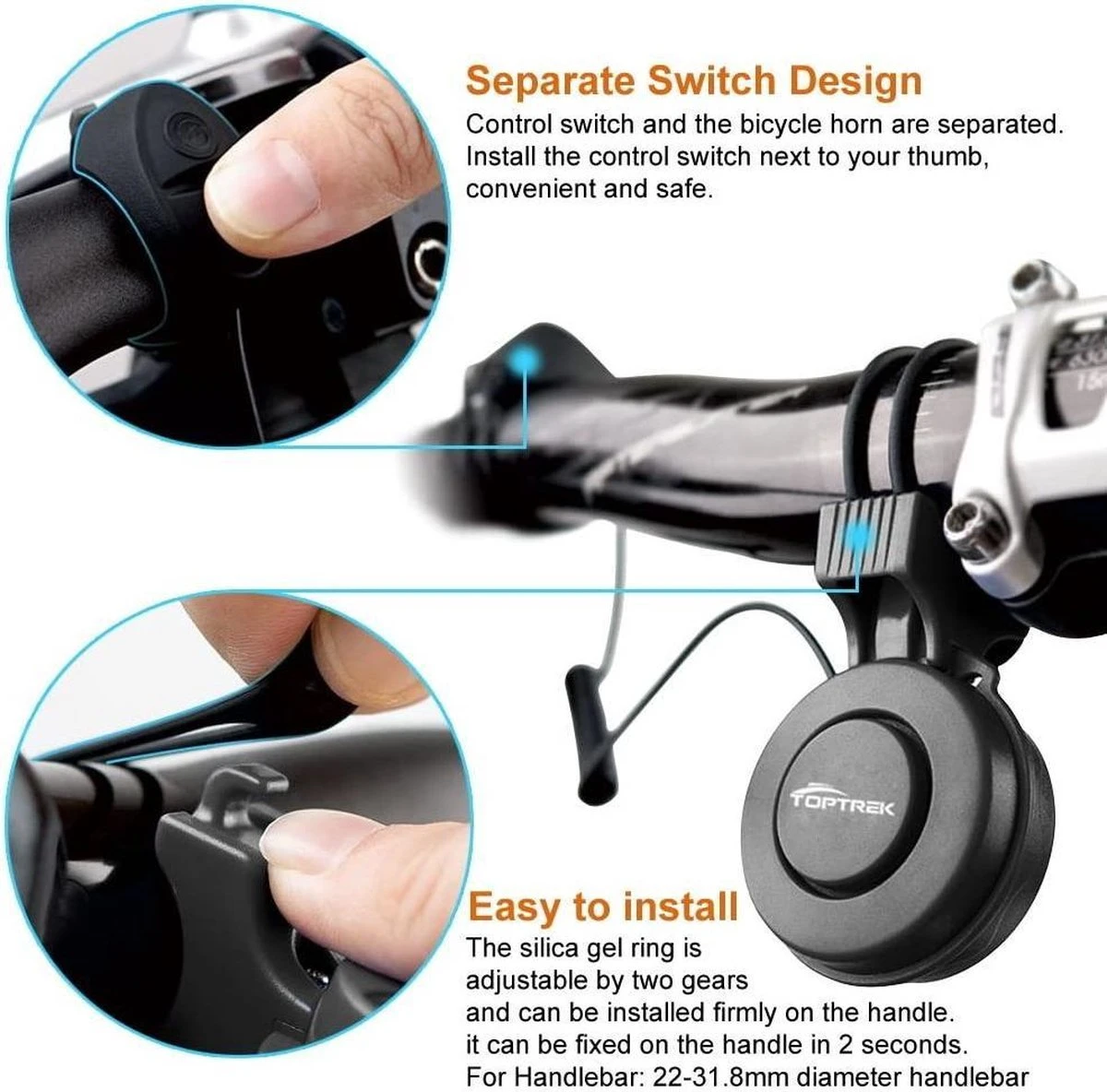 Merkloos Elektrische Fietsbel Mirage T-002 - USB Oplaadbaar - 80 ~ 90dB 11 Merkloos Elektrische Fietsbel Mirage T-002 - USB Oplaadbaar - 80 ~ 90dB - Afbeelding 11