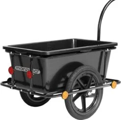 Monzana Fietskar Aanhanger - Met 90L Kunststof Kuip Koppeling – Zwart