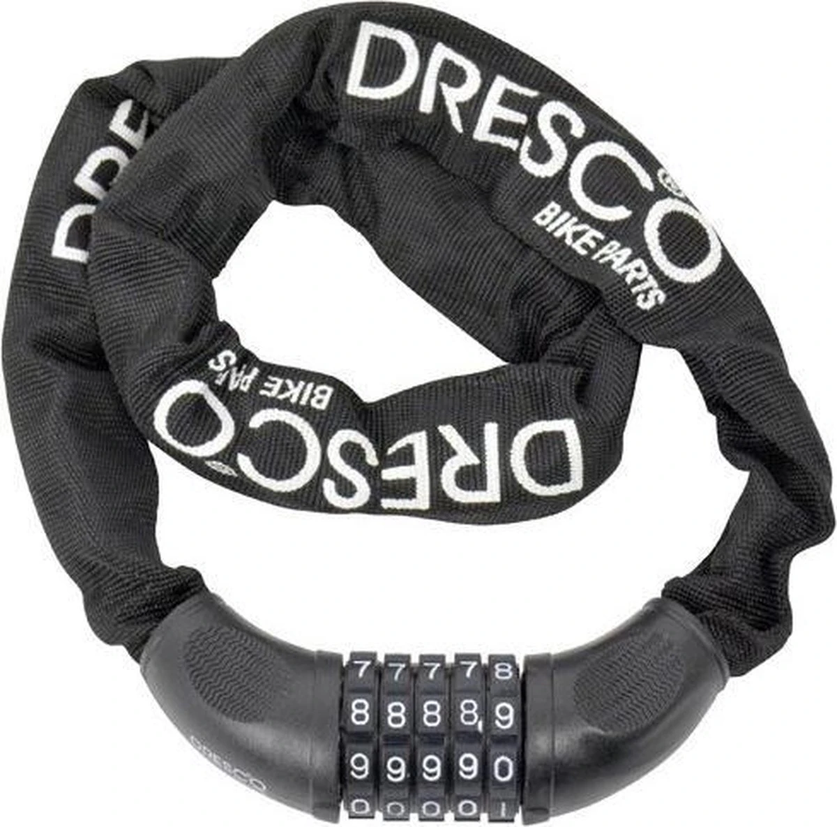 Dresco - Kettingcijferslot - 90cm - Rond 6mm - Zwart 2 Dresco - Kettingcijferslot - 90cm - Rond 6mm - Zwart - Afbeelding 2