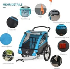HOMCOM 3-in-1 Kinderaanhanger Jogger Fietskar Voor 2 Kinderen Aluminium 440-018 -Fietsen Kortingswinkel 1200x1189 8