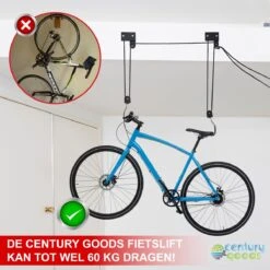 Century Goods Fietslift - Fietstakel - Fiets Ophangsysteem - Met Valbeveiliging | 60 Kg Draagkracht -Fietsen Kortingswinkel 1200x1198 1