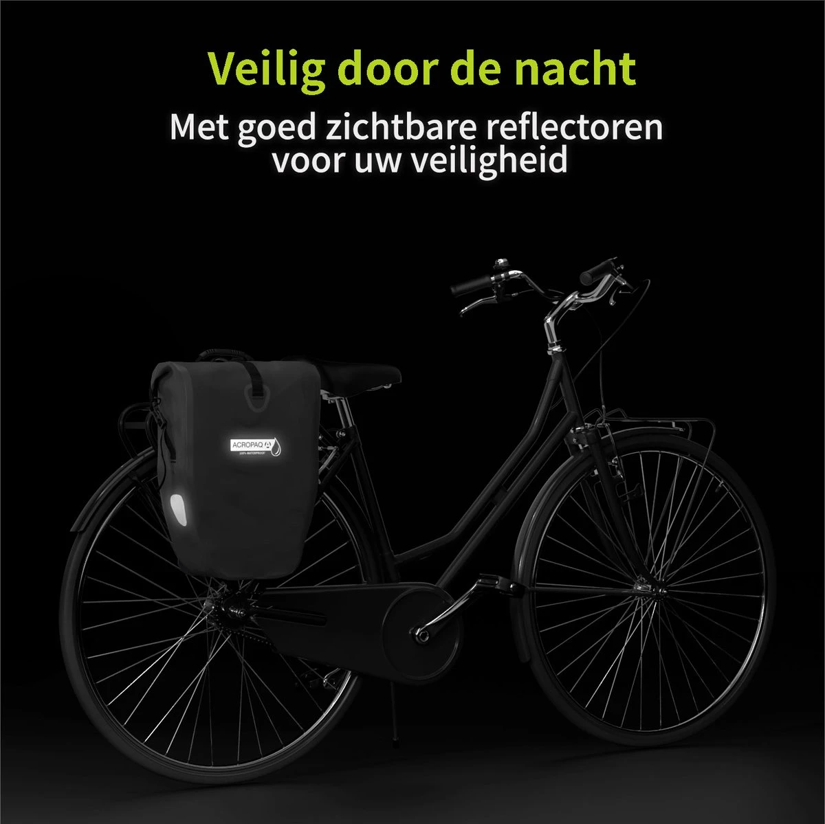 ACROPAQ Fietstas - Enkele, 25L, Waterdicht, Dragen Als Handtas En Schoudertas, Met Reflectoren - Ook Voor Elektrische Fietsen - Zwart 6 ACROPAQ Fietstas - Enkele, 25L, Waterdicht, Dragen Als Handtas En Schoudertas, Met Reflectoren - Ook Voor Elektrische Fietsen - Zwart - Afbeelding 6