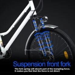 HITWAY 26 Inch E-bike, Elektrische Fiets Voor Heren En Dames, Pedelec Stadsfietsen, 250 W Motor, 36 V/11,2 Ah E-bike, Shimano 7 Versnellingen, 35-90 Km| Wit / Blauw -Fietsen Kortingswinkel 1200x1200 1016