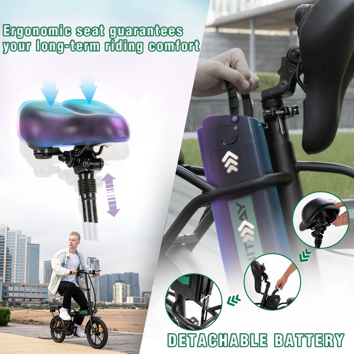 Hitway Elektrische Fiets | Opvouwbare E-bike | 16 Inch | 250W Motor | Zwart 4 Hitway Elektrische Fiets | Opvouwbare E-bike | 16 Inch | 250W Motor | Zwart - Afbeelding 4