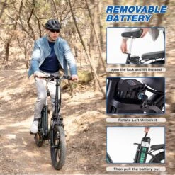 HITWAY E-Bike Elektrische Fiets 20 Inch Fat Tire E-Bicycle Vouwfiets, 250 W, 11,2 Ah Accu, Max. Bereik Tot 35-90 Km, Offroad-mountainbike Met Shimano 7-versnellingen, City EBike Met Slot,Groen Zwart -Fietsen Kortingswinkel 1200x1200 1055