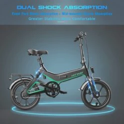 Merkloos Hitway 14F005 Elektrische Fiets E-bike | Opvouwbaar | 250W Motor | 7.5Ah | 16" | Zwart / Groen -Fietsen Kortingswinkel 1200x1200 1118