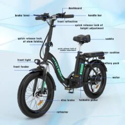 HITWAY E-Bike Elektrische Fiets 20 Inch Fat Tire E-Bicycle Vouwfiets, 250 W/36 V/11,2 Ah Accu, Max. Bereik Tot 35-90 Km, Offroad-mountainbike Met Shimano 7-versnellingen, City EBike Met Slot -Fietsen Kortingswinkel 1200x1200 1130