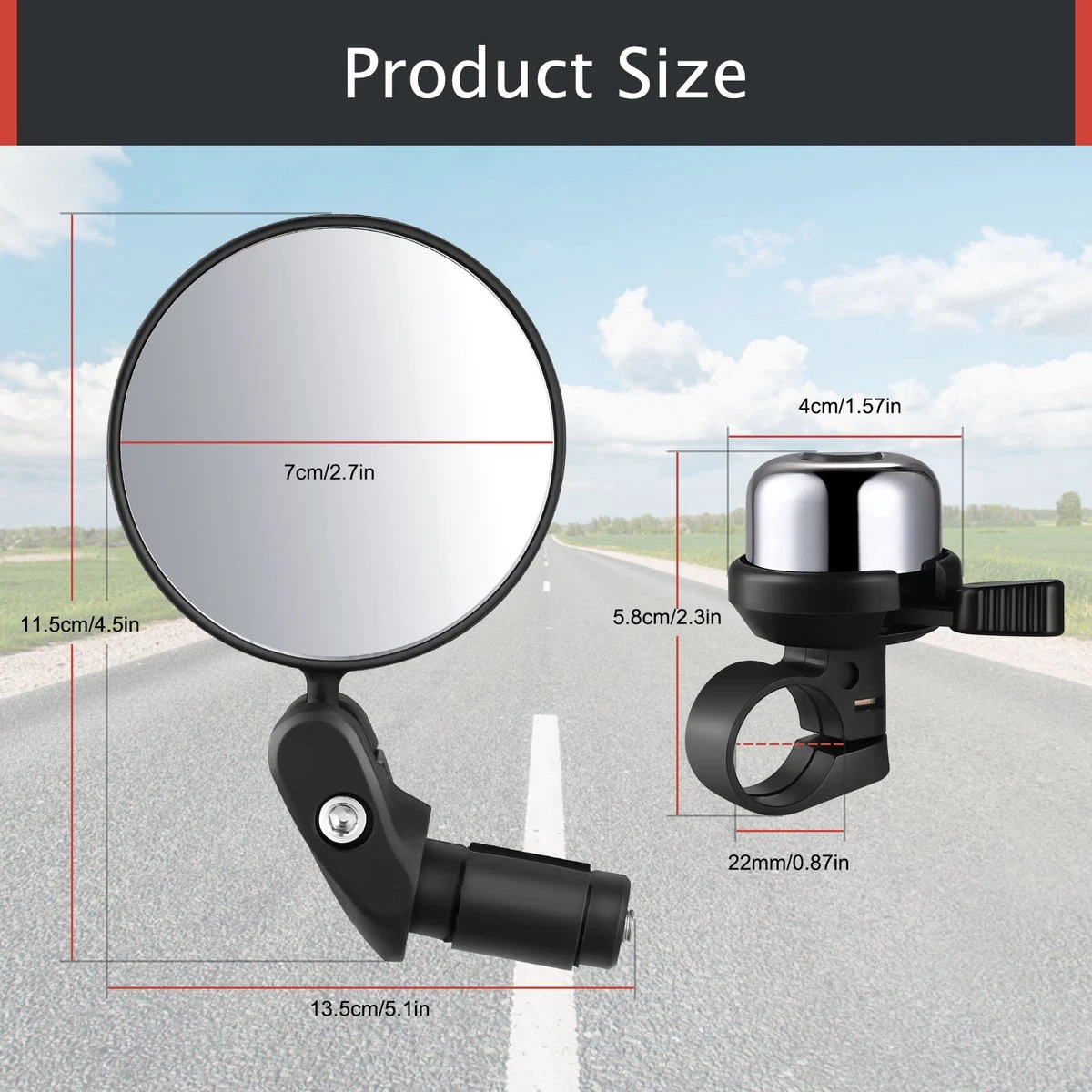 Zacro 2 Pack Fietsspiegel Ebike- Fietsbel- Veiligheidsspiegel- 360° Verstelbare En Draaibare Fietsspiegel– Universeel- Zwart 2 Zacro 2 Pack Fietsspiegel Ebike- Fietsbel- Veiligheidsspiegel- 360° Verstelbare En Draaibare Fietsspiegel– Universeel- Zwart - Afbeelding 2