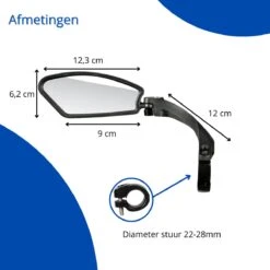 Fietsspiegel - Fietsspiegel Ebike - Links - Achteruitkijkspiegel - Fietsspiegel Op Stuur - Fiets Spiegel - Verstelbaar - Zwart - Stuurbevestiging - EJC Products -Fietsen Kortingswinkel 1200x1200 1256