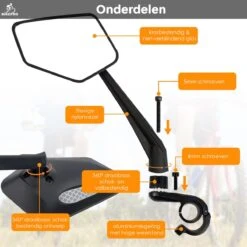 BikePro Verstelbare Fietsspiegel Set Incl. Reflectoren - Links & Rechts - Achteruitkijkspiegel Fiets - Geschikt Voor E Bike, Fiets, Motor, Step -Fietsen Kortingswinkel 1200x1200 1268