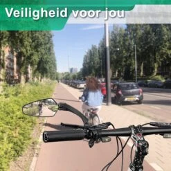 Merkloos Fietsspiegel + Reflectiestrip - Links - E-bike - Verstelbaar 360 Graden - Zwart -Fietsen Kortingswinkel 1200x1200 1271